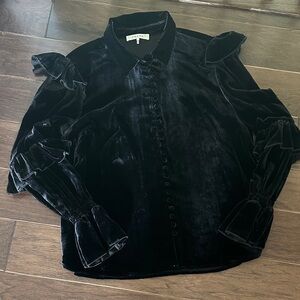 Frame Denim Black Velvet Blouse